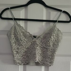 Express Sage Lace Detail Top